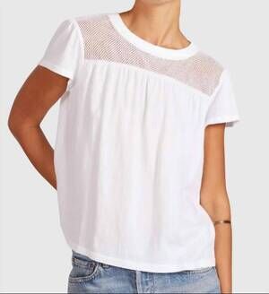 NEW BOBI mesh cap sleeve tee in white